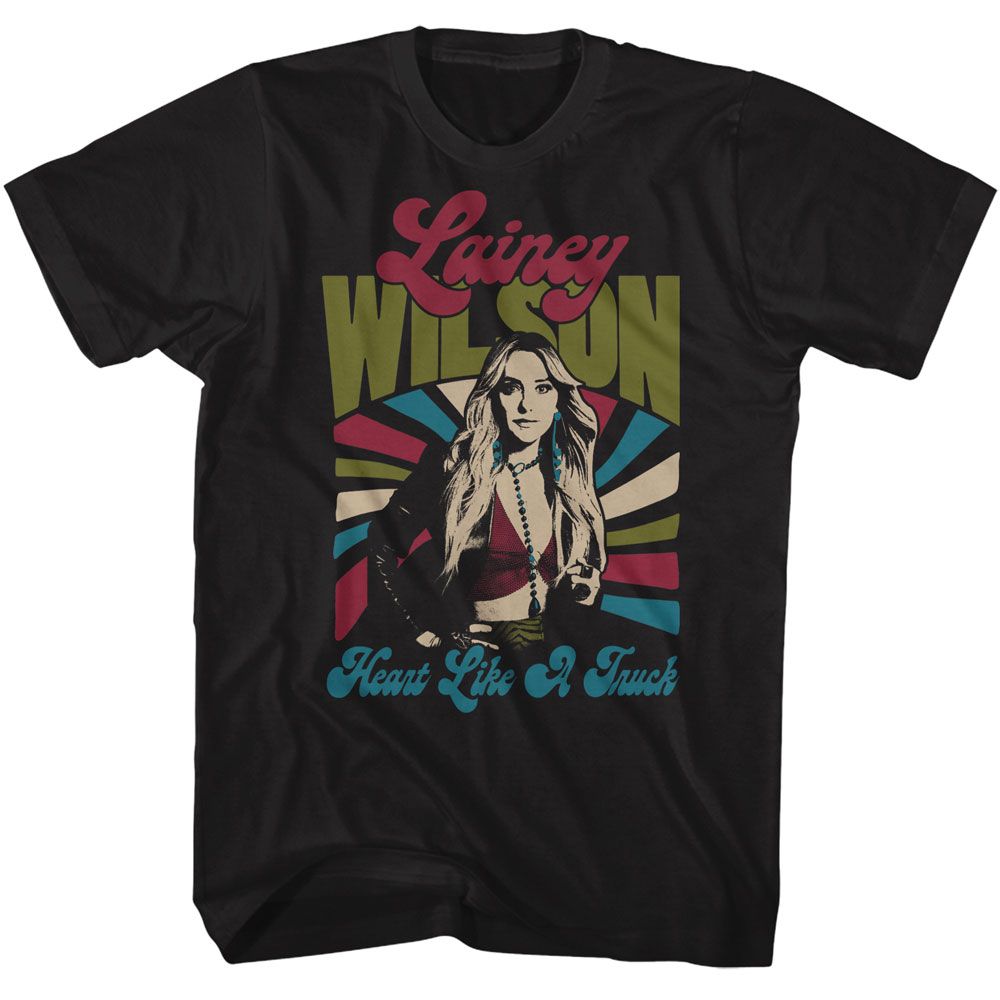 Black Lainey Wilson t-shirt featuring Lainey Wilson Retro Truck Heart design