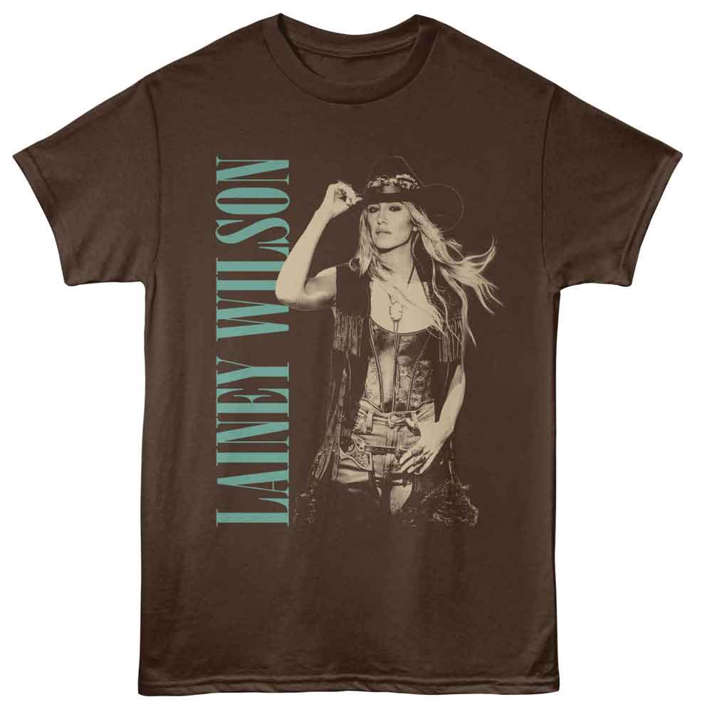 Dark chocolate Lainey Wilson t-shirt featuring Lainey Wilson Monotone Cowboy Hat design