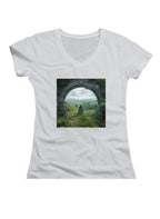 White Leaving Home Juniors V-Neck T-Shirt