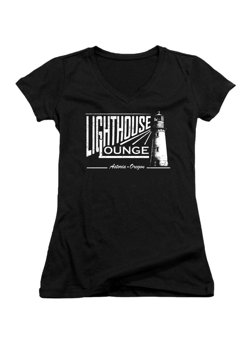 Black Lighthouse Lounge Juniors V-Neck T-Shirt
