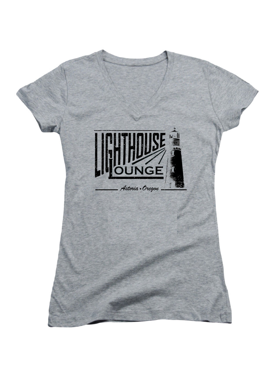 Gray Lighthouse Lounge Juniors V-Neck T-Shirt