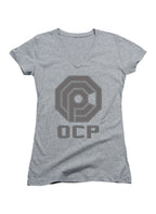 Gray Logo Abbreviated Juniors V-Neck T-Shirt