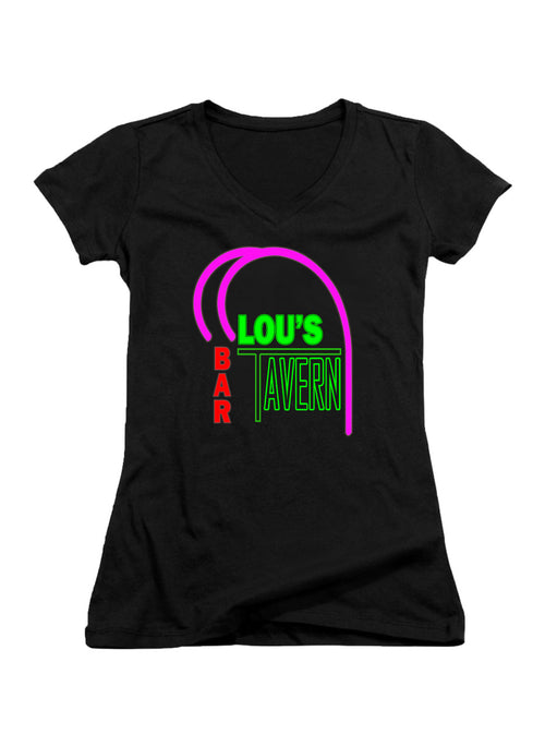 Black Lou's Tavern Logo Juniors V-Neck T-Shirt