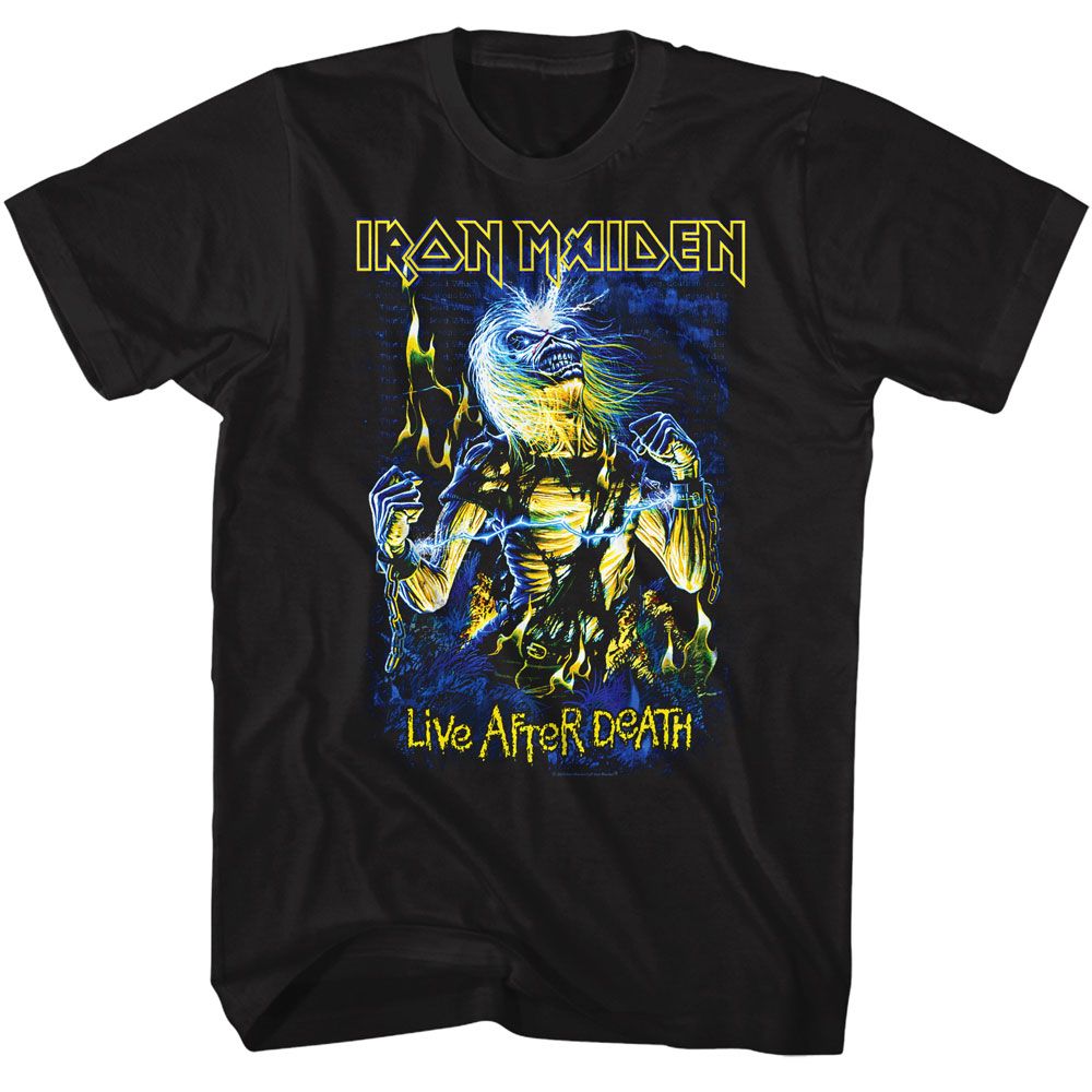 Black Iron Maiden t-shirt featuring Iron Maiden Live After Death 1985 album design