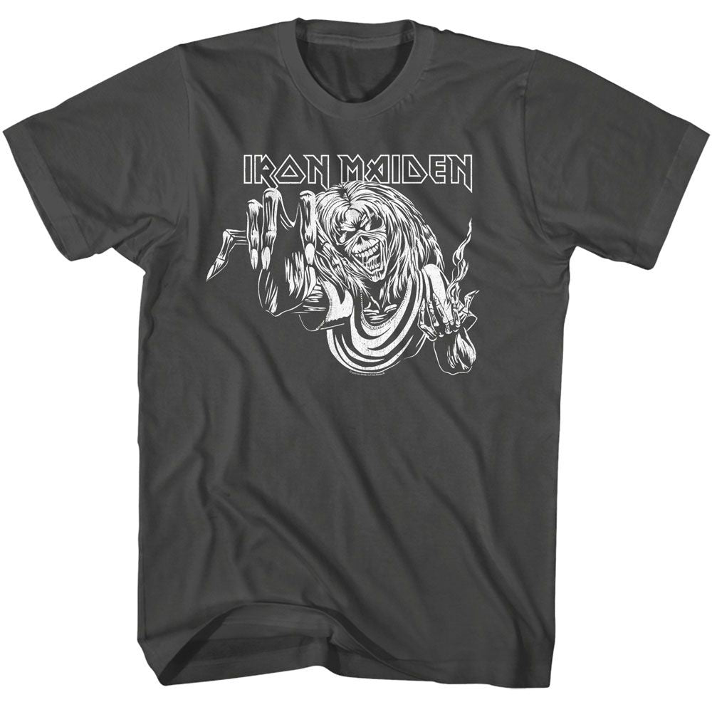 Smoke gray Iron Maiden t-shirt featuring Iron Maiden Eddie Reach design