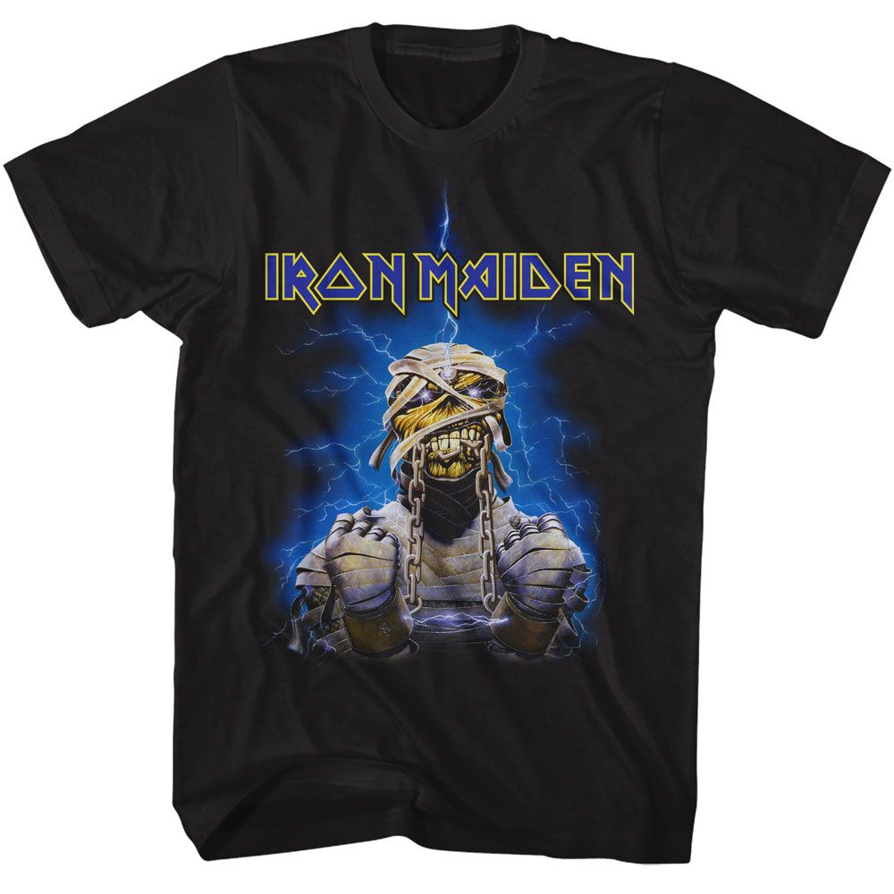 Black Iron Maiden t-shirt featuring Iron Maiden Mummy Eddie Powerslave design