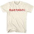 Natural Iron Maiden t-shirt featuring Iron Maiden Red Black Logo design