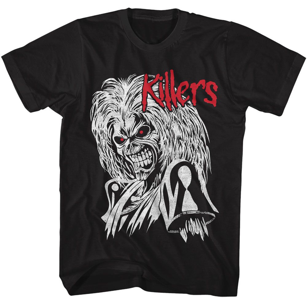 Black Iron Maiden t-shirt featuring Iron Maiden Red And White Killers design