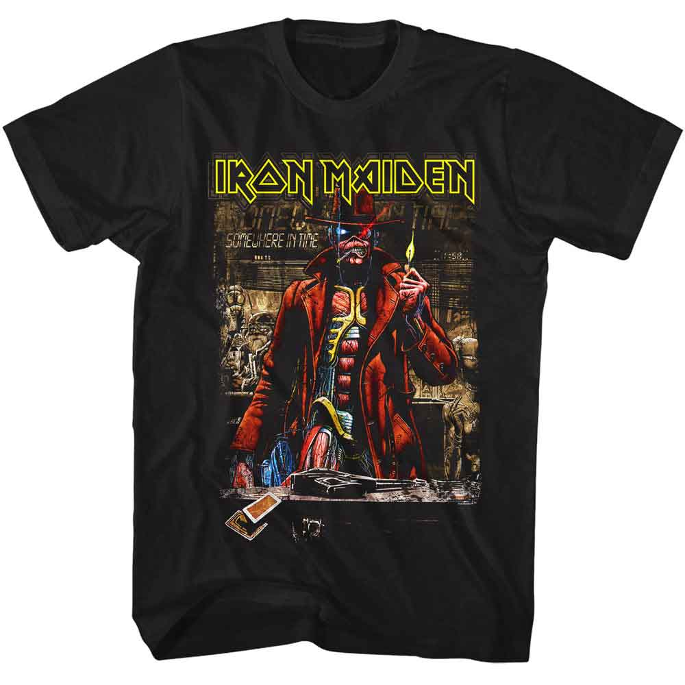 Black Iron Maiden t-shirt featuring Iron Maiden Somewhere In Time Sepia design