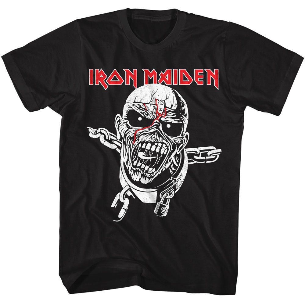 Black Iron Maiden t-shirt featuring Iron Maiden Piece Of Mind 1983 album design