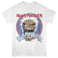 White Iron Maiden t-shirt featuring Iron Maiden Cali Stone Text design