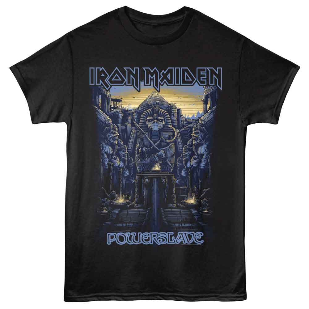 Black Iron Maiden t-shirt featuring Iron Maiden Powerslave 1984 album design