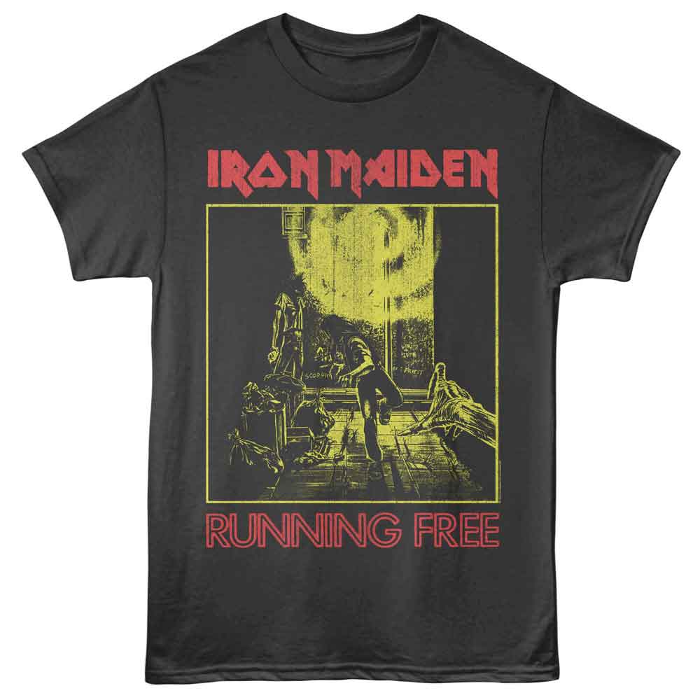 Smoke gray Iron Maiden t-shirt featuring Iron Maiden Running Free design