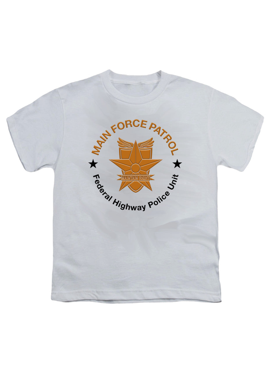 White Main Force Patrol Metallic Logo Youth/Toddler T-Shirt