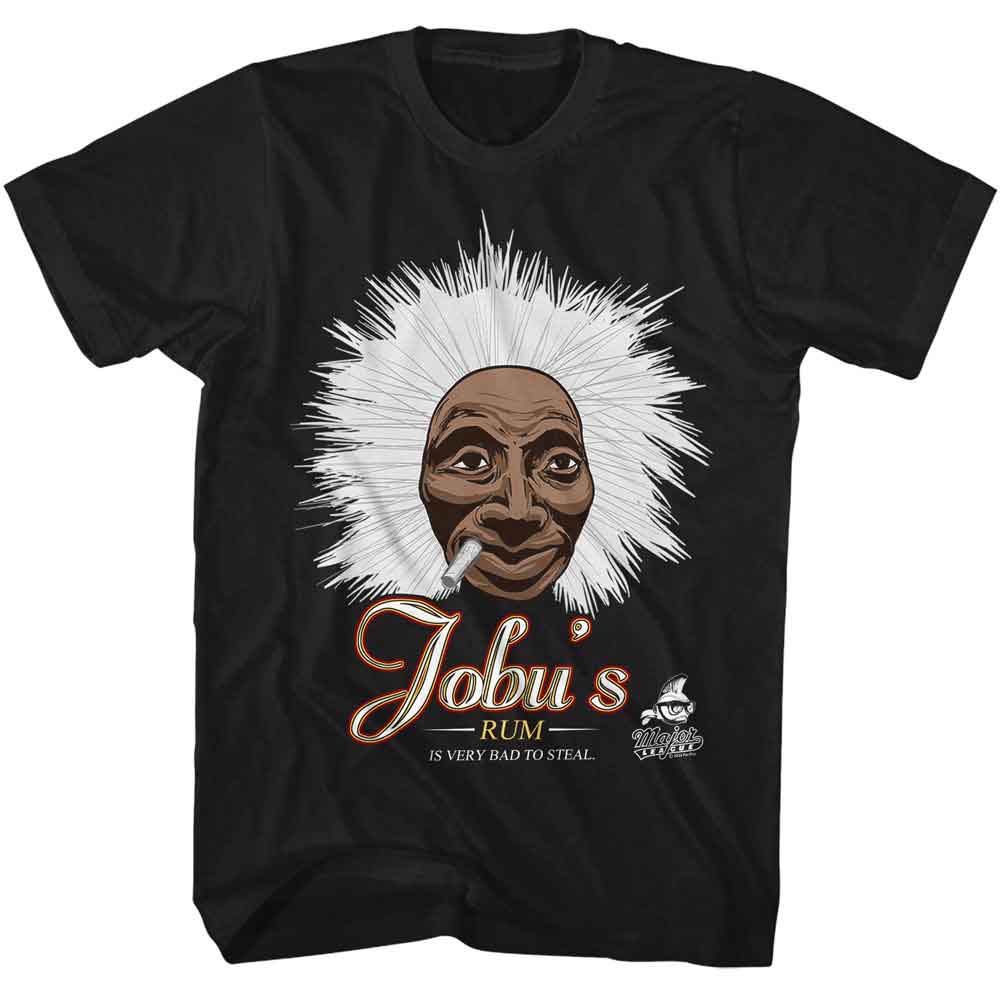 Black Major League t-shirt featuring Major League Jobu's Rum design