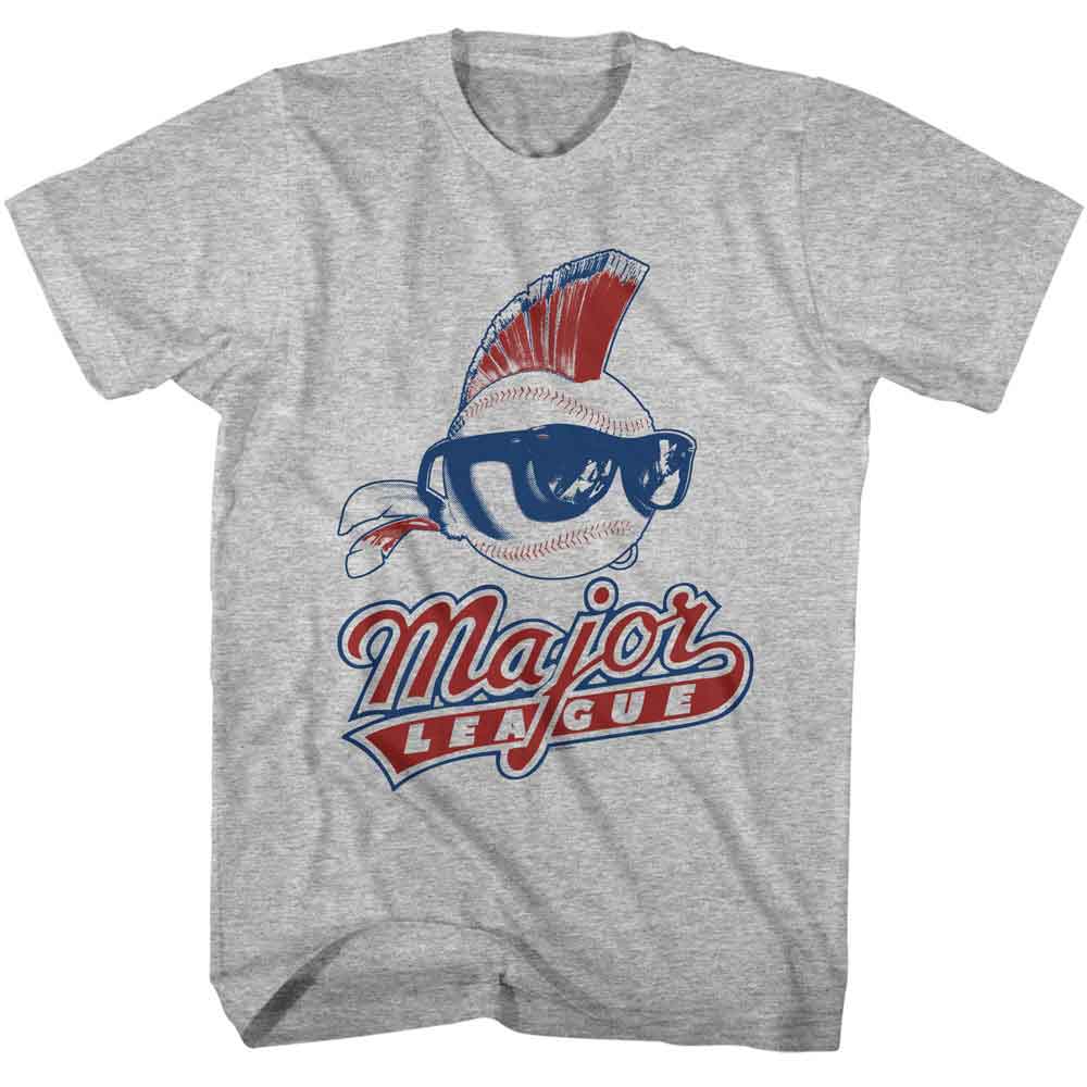 Gray heather Major League t-shirt featuring Major League Logo And Ball design