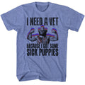 Light blue heather Macho Man t-shirt featuring Macho Man Sick Puppies design