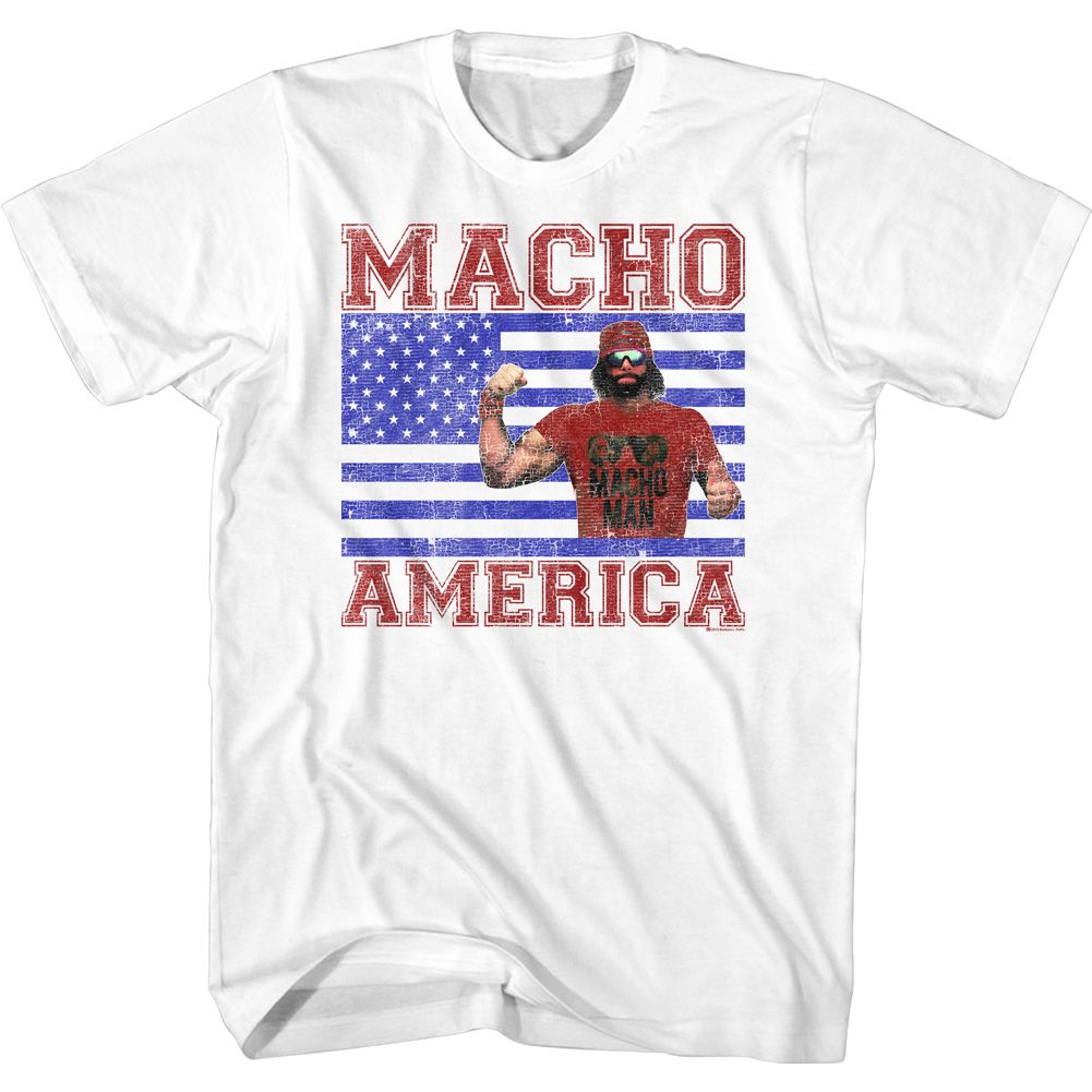 White Macho Man t-shirt featuring Macho Man Macho America design