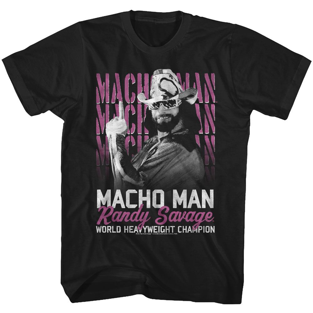 Black Macho Man t-shirt featuring Macho Man Heavyweight Champ design