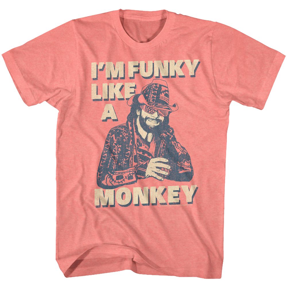 Coral silk Macho Man t-shirt featuring Macho Man Funky design