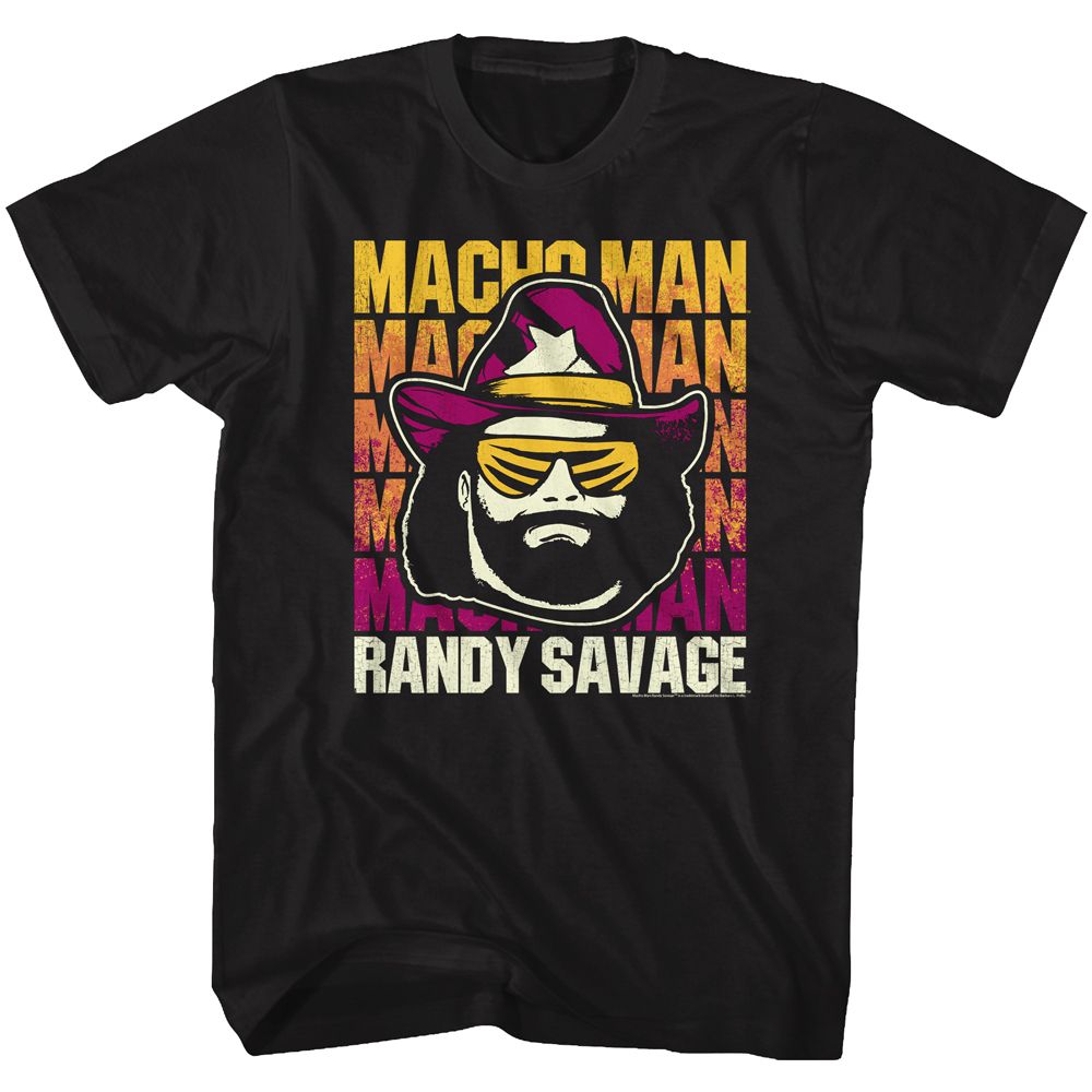 Black Macho Man t-shirt featuring Macho Man Randy Savage name design
