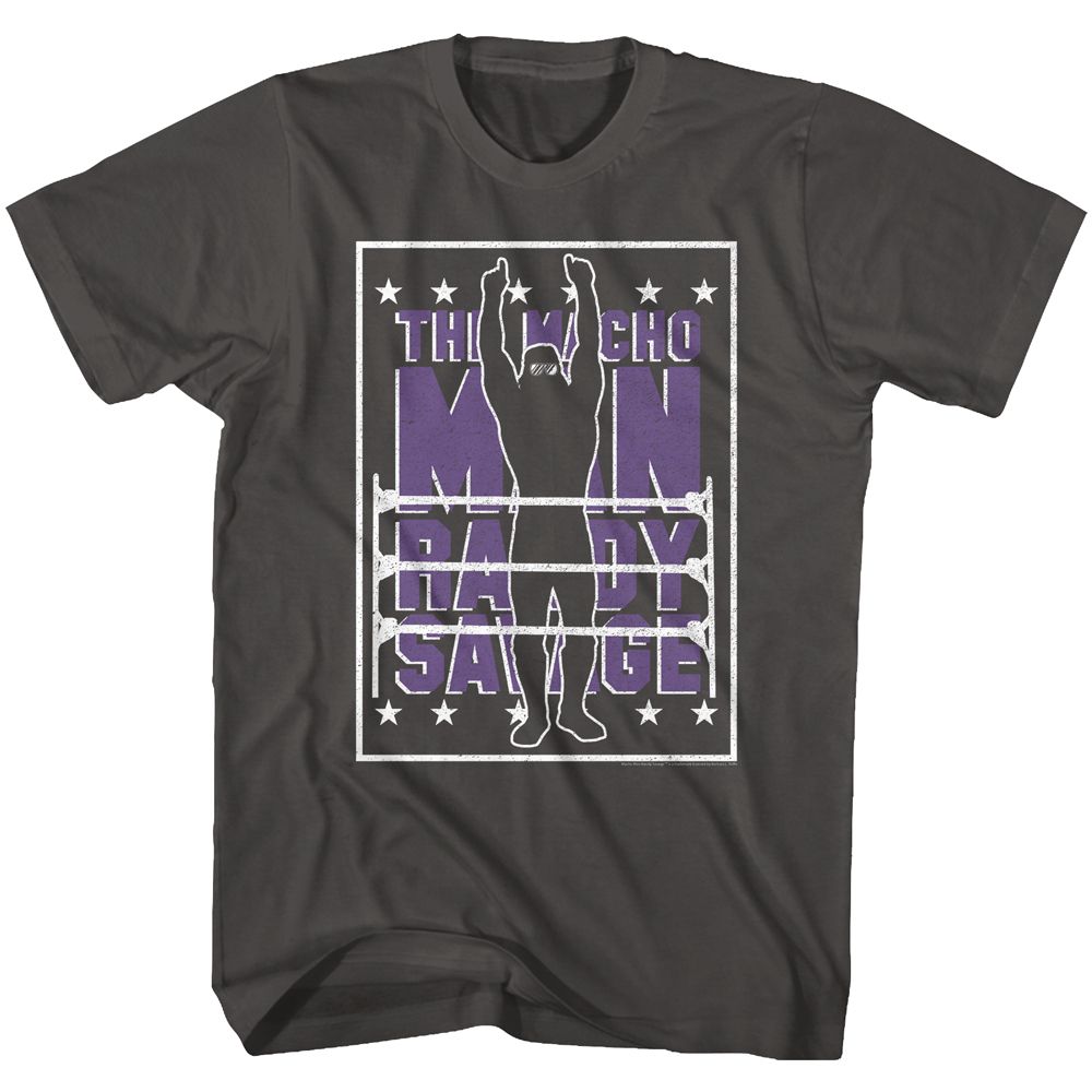 Smoke gray Macho Man t-shirt featuring Macho Man Poster design