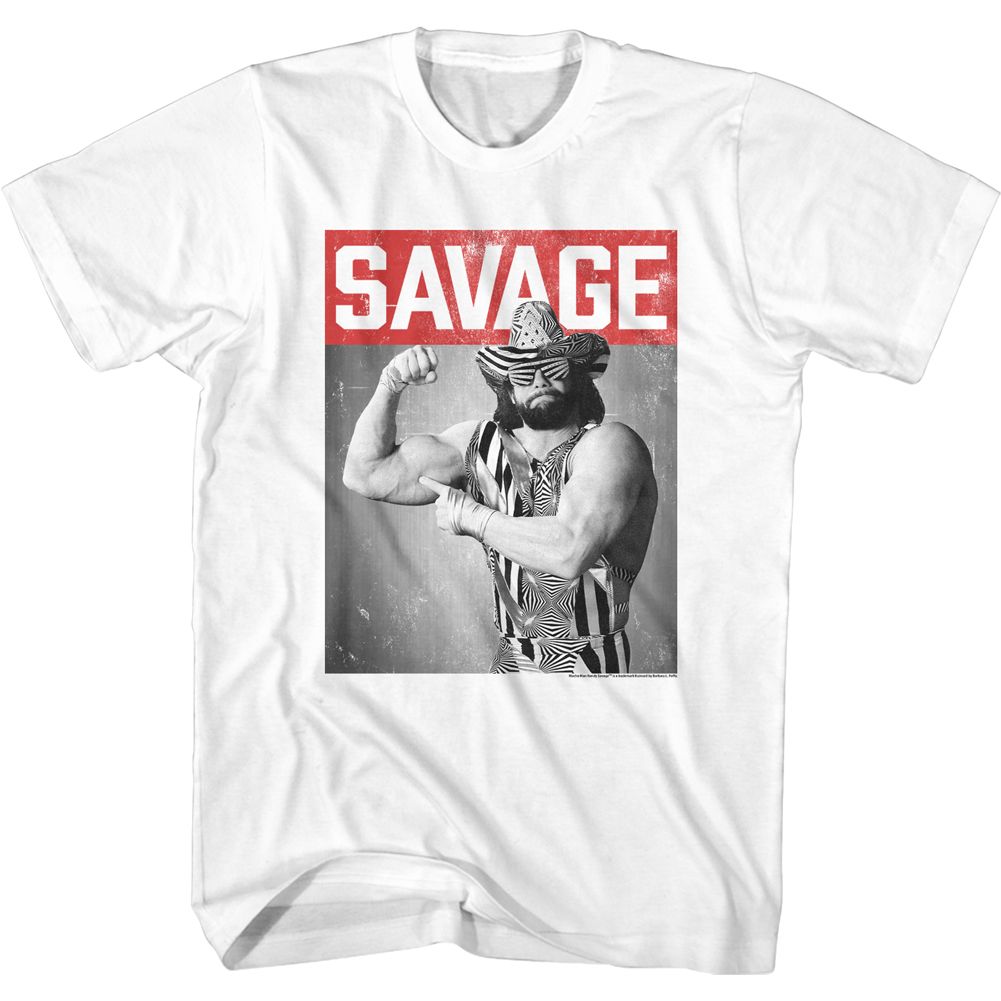 White Macho Man t-shirt featuring Macho Man Savage Man design