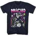 Navy Macho Man t-shirt featuring Macho Man Graffiti Distressed design