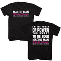 Black Macho Man t-shirt featuring Macho Man Tower Of Power design (front and back)