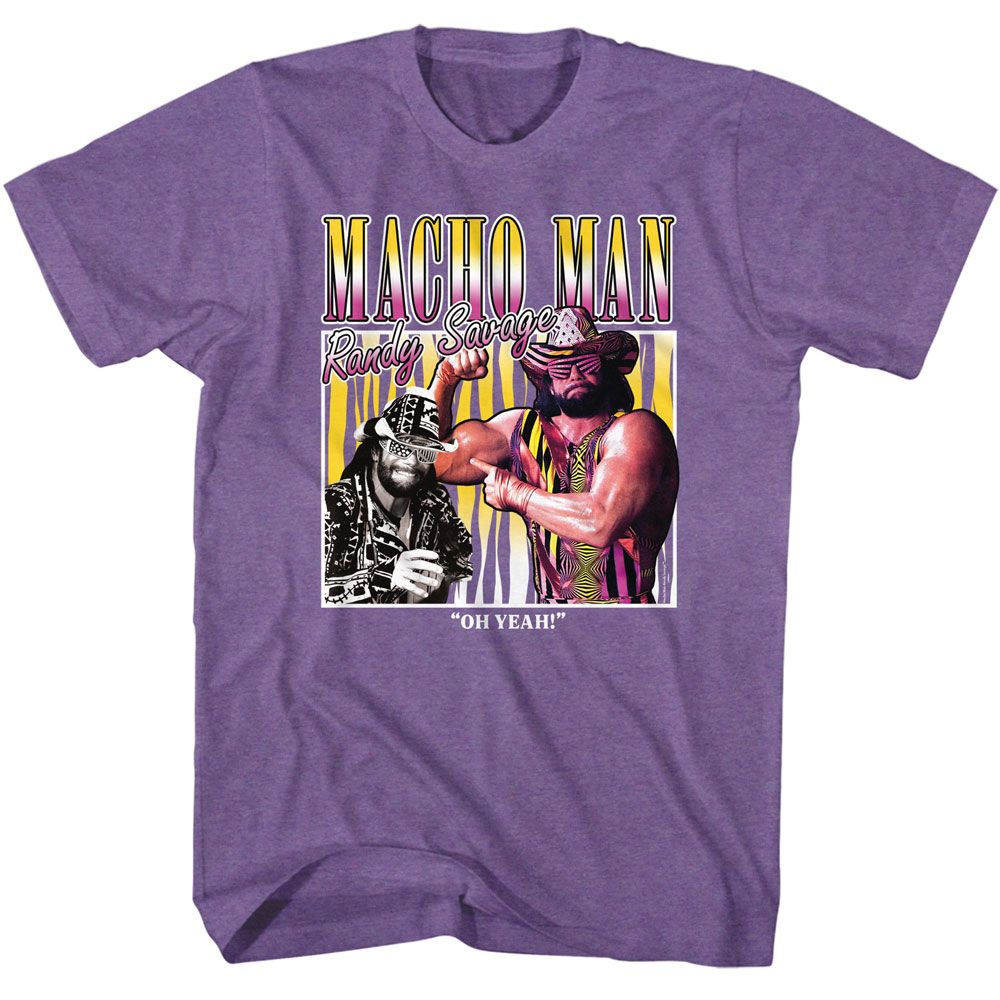 Purple heather Macho Man t-shirt featuring Macho Man Box design