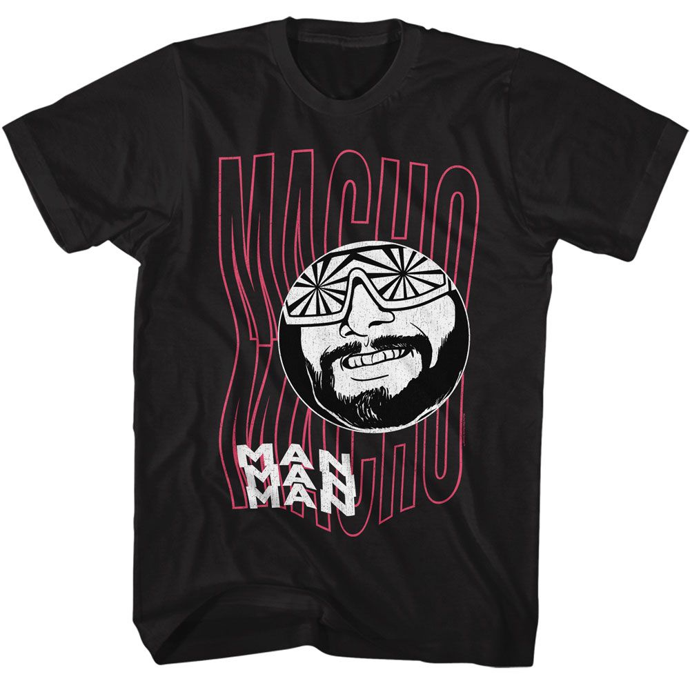 Black Macho Man t-shirt featuring Macho Man Funky Text design