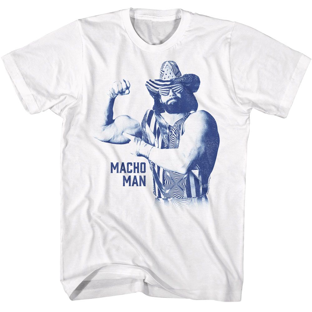 White Macho Man t-shirt featuring Macho Man Mono Macho design