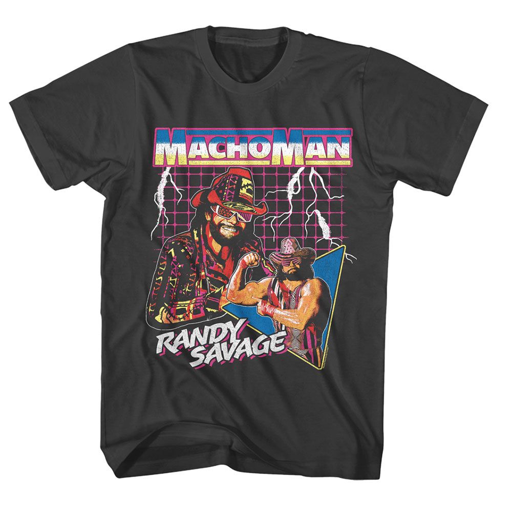 Smoke gray Macho Man t-shirt featuring Macho Man Lightning design
