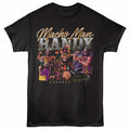 Black Macho Man t-shirt featuring a Collage design