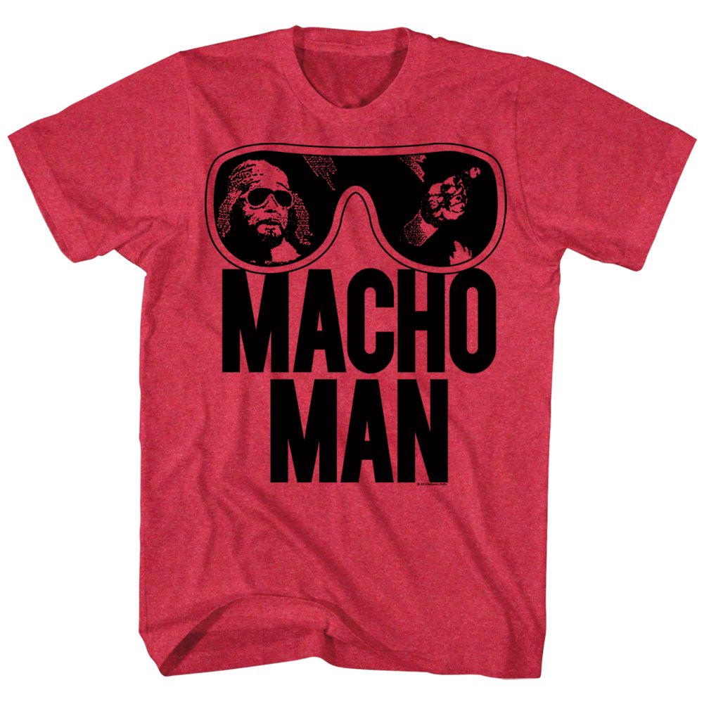 Red heather Macho Man t-shirt featuring Macho Man Old School design