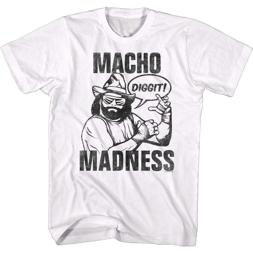 White Macho Man t-shirt featuring Macho Man Diggit design