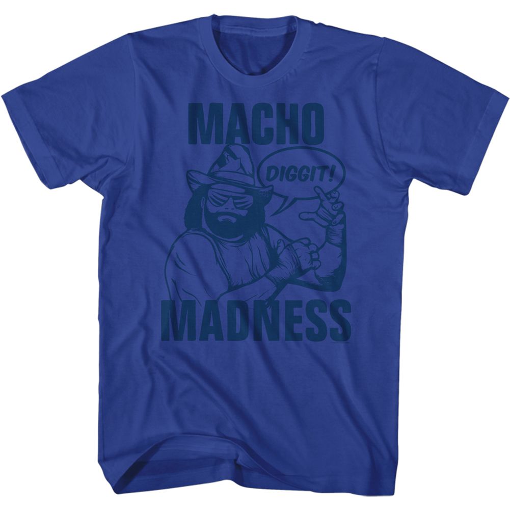 Royal blue Macho Man t-shirt featuring Macho Man Blue On Blue design