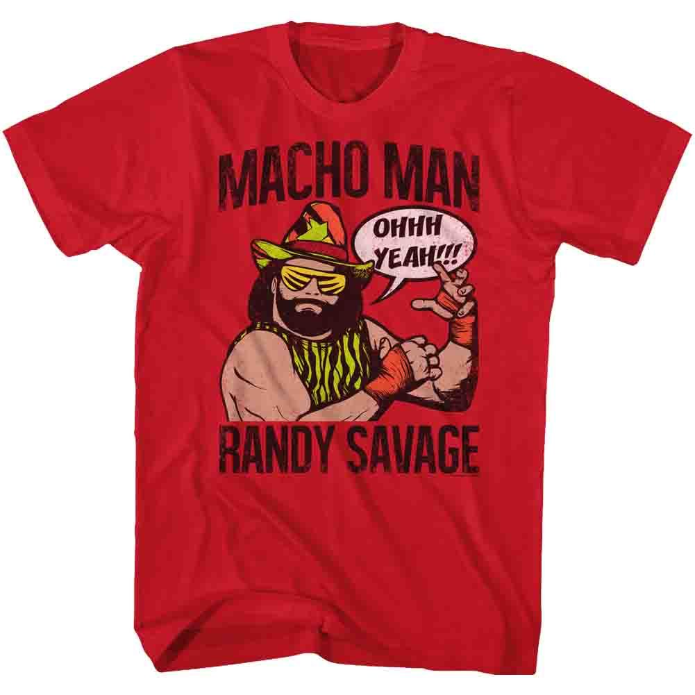 Red Macho Man t-shirt featuring Macho Man Oooh Yeah design