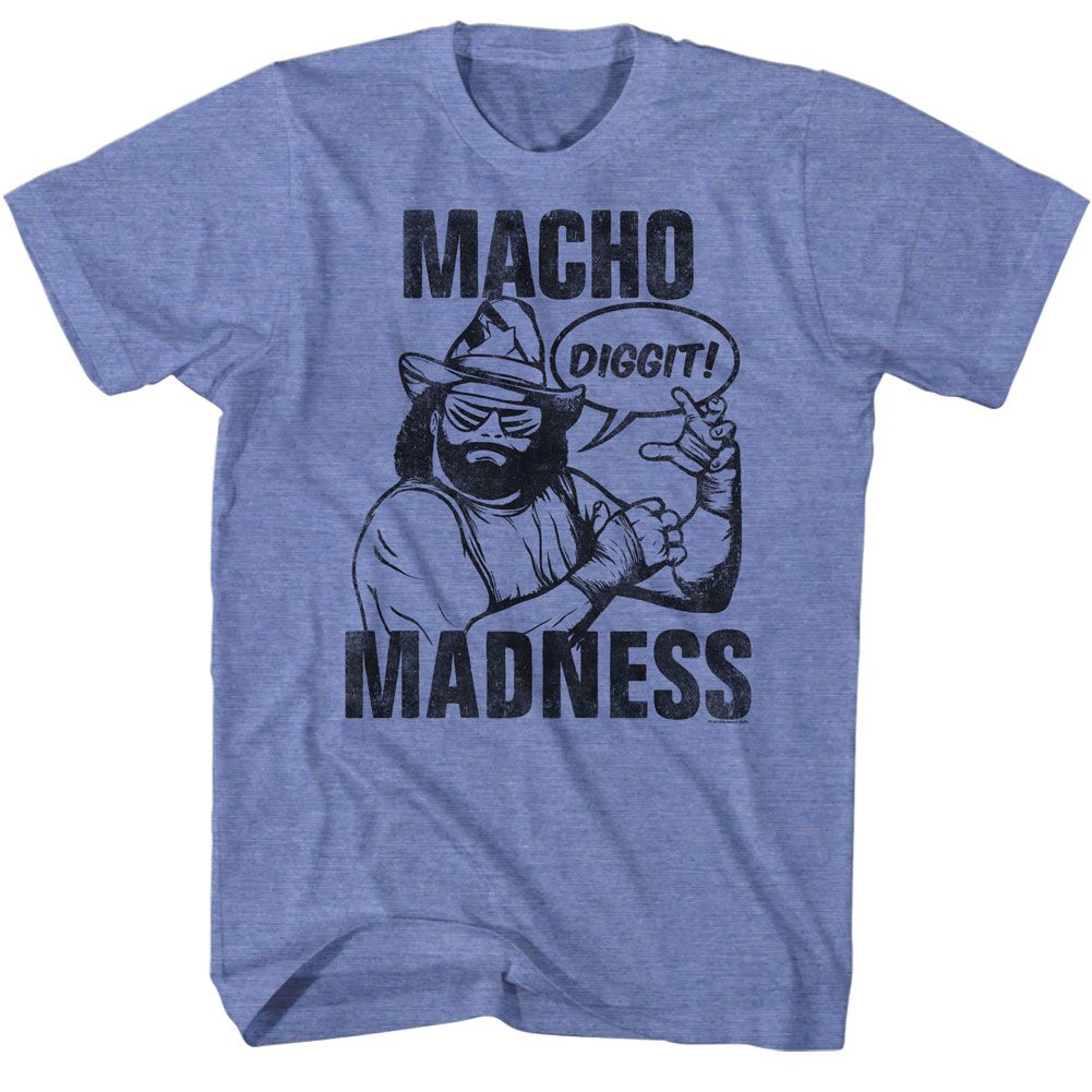 Light blue heather Macho Man t-shirt featuring Macho Man Macho design