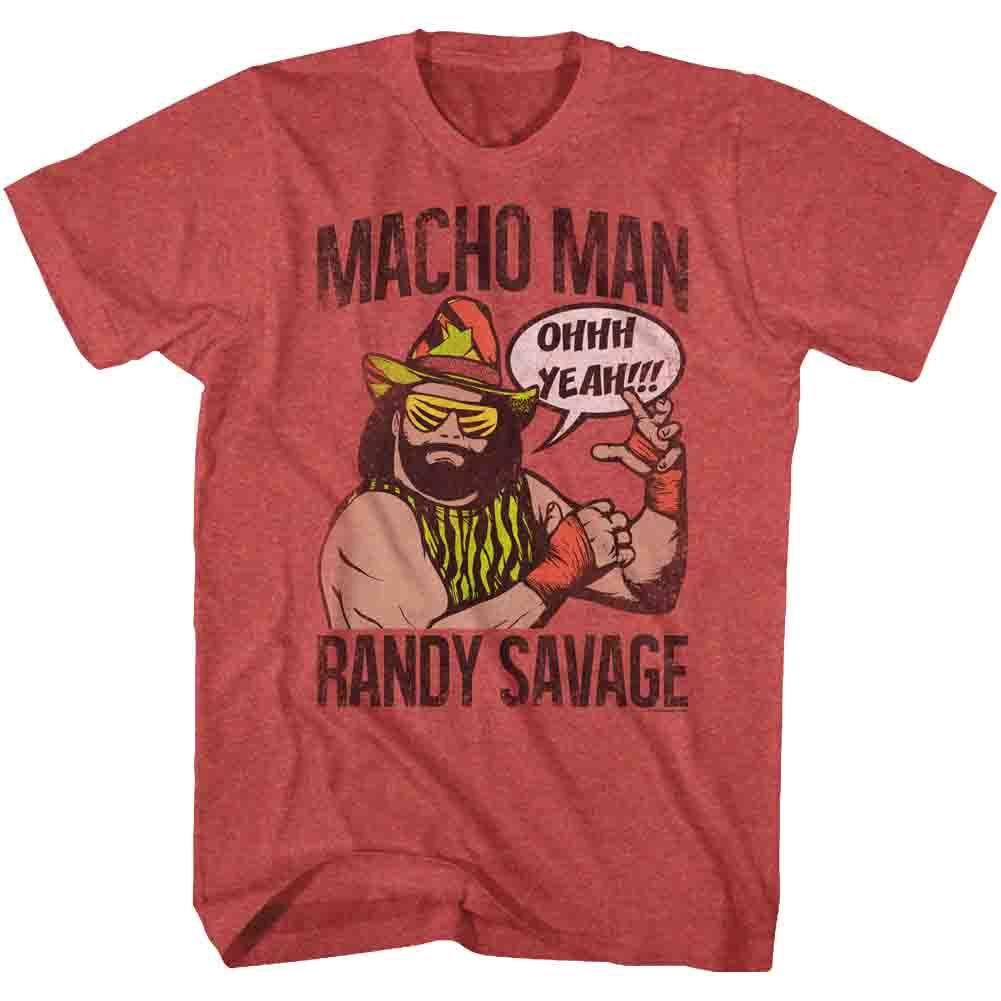 Red heather Macho Man t-shirt featuring Macho Man Macho design