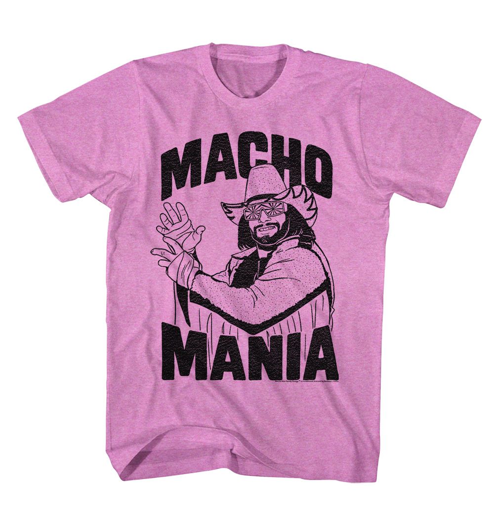 Neon purple heather Macho Man t-shirt featuring Macho Man Macho Mania design
