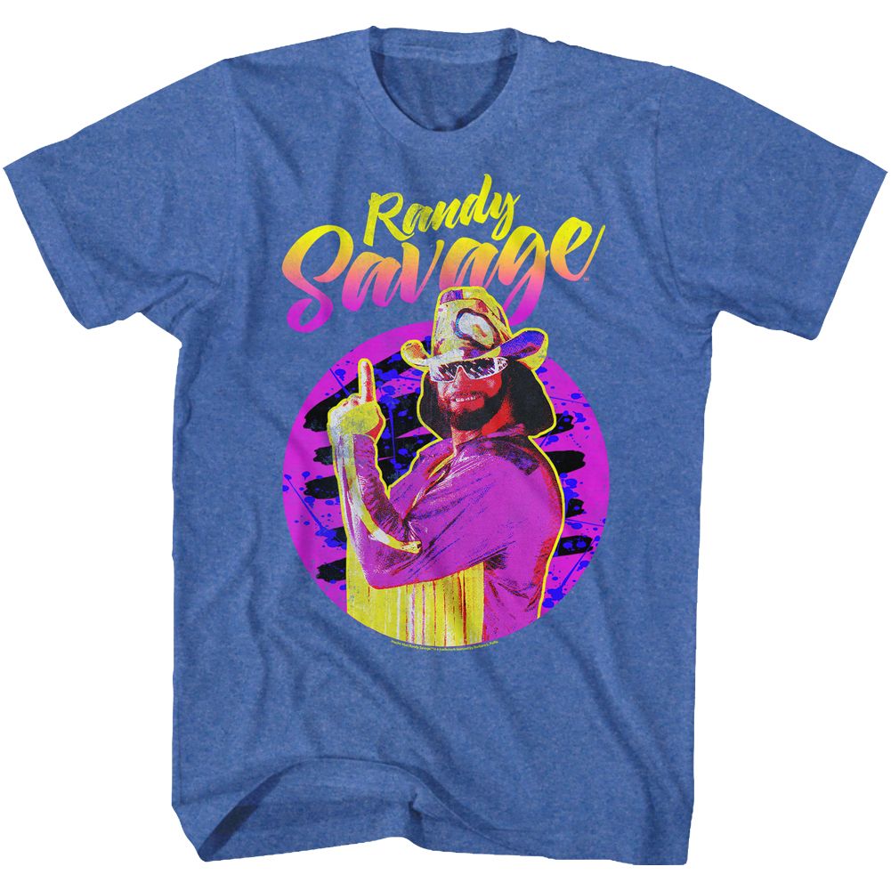 Royal heather Macho Man t-shirt featuring Macho Man Randy Savage name design