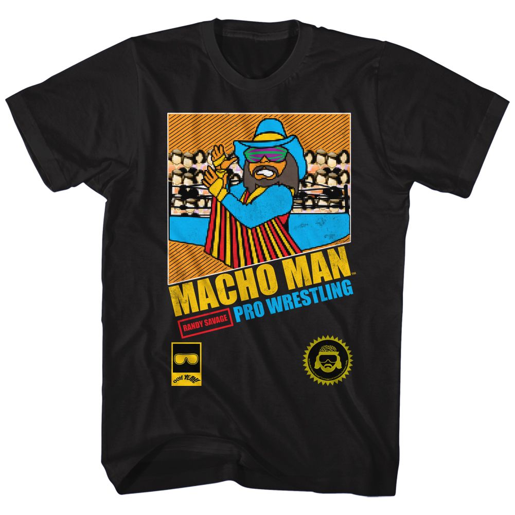 Black Macho Man t-shirt featuring Macho Man Pro Wrestling design