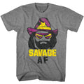 Graphite heather Macho Man t-shirt featuring Macho Man Savage AF design