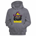 Gunmetal heather Macho Man pullover hoodie featuring a Savage design