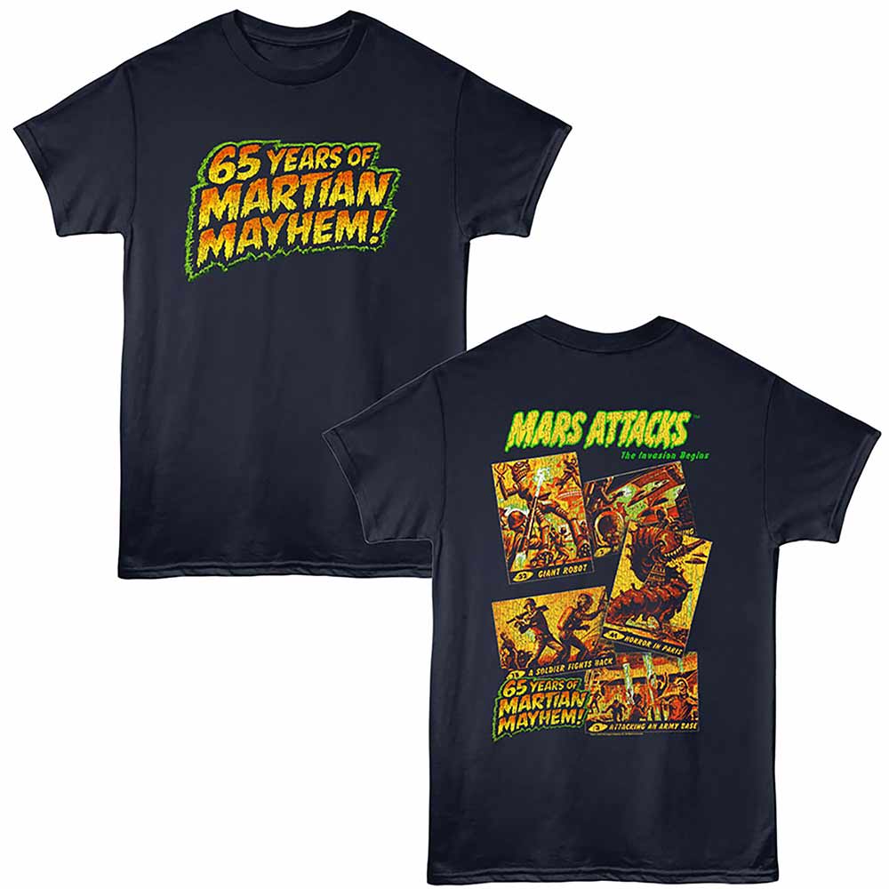 Navy Mars Attacks! t-shirt featuring a 65 Years of Martian Mayhem design