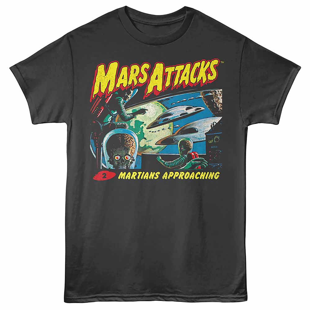 Smoke gray Mars Attacks! t-shirt featuring a Martians Approaching design
