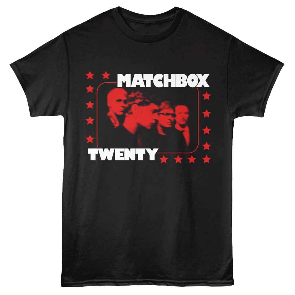Black Matchbox Twenty t-shirt featuring Matchbox Twenty Star Border design