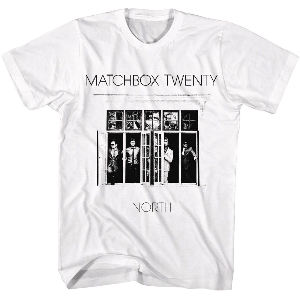 White Matchbox Twenty t-shirt featuring Matchbox Twenty North 2012 album design