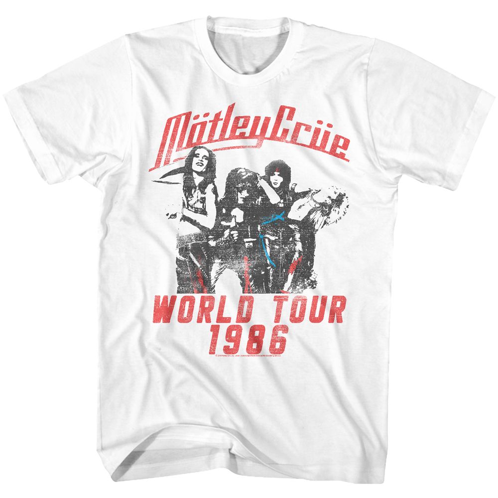 White Mötley Crüe t-shirt featuring Mötley Crüe World Tour design